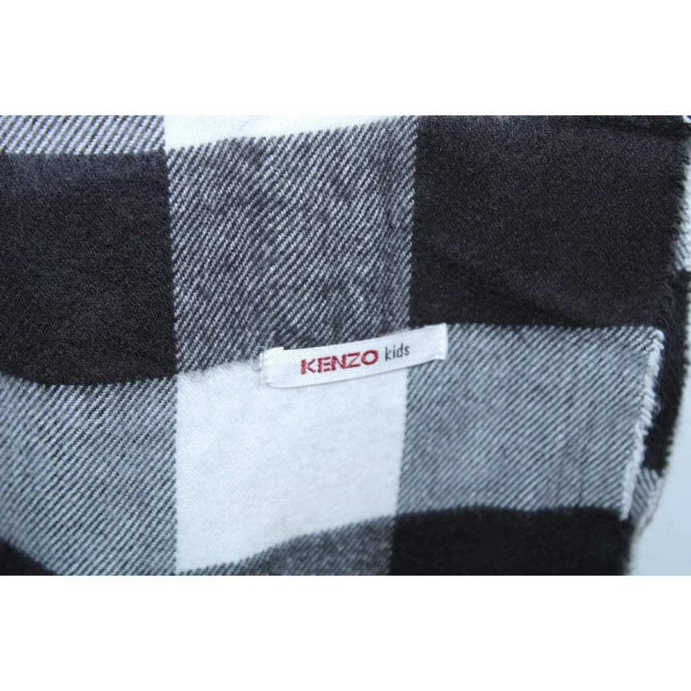 Kenzo Kids One Size Black White Check Soft Scarf